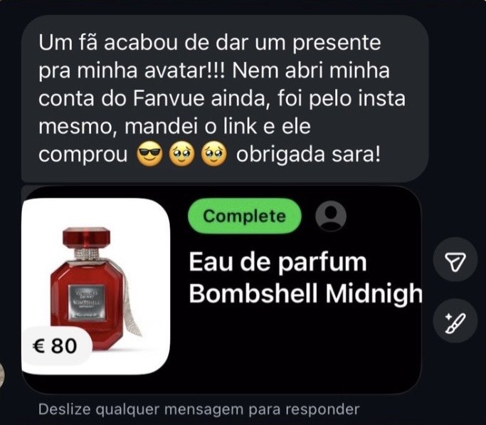 Aluna conta que um fã comprou um presente para a avatar dela