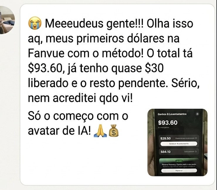 Aluna mostra os primeiros $93.60 na Fanvue