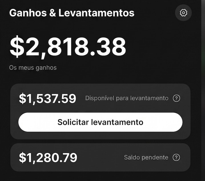 Print de ganhos: $2,818.38